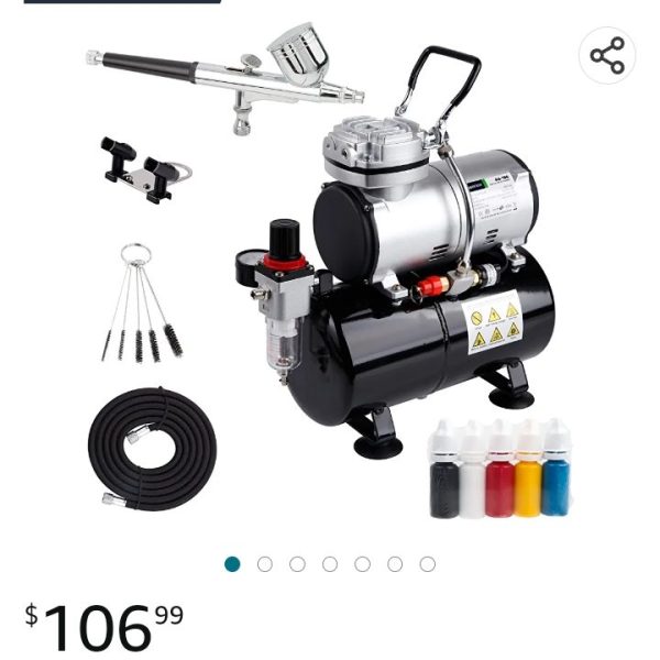 Hello Gunsta!! I wanted to show everyone the type of airbrush and compressor I bought along with some paint and thinner.  The airbrush will be here tomorrow!! I'm excited and can't wait to get started （1枚目）