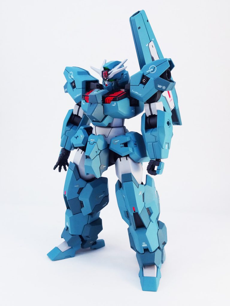 「地球の魔女のガンダム」ということで地球ぽく鮮やかな色とエアリアルとは異なるイメージのデカールをチョイスしてみました。