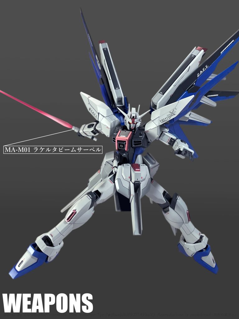 ドラグーン搭載機という性質上、接近戦は避け、敵機との¨間合い¨を取る必要がある為に「ラケルタ ビームサーベル」は 連結状態(アンビテクストラクト・ハルバート)が基本運用とされていたが、パイロットからの評価は芳しくなかった。