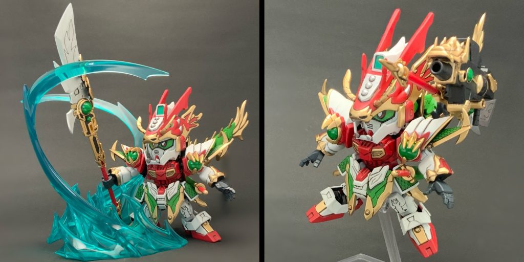 ●筑前の加護『龍玉の薙刀』を背中に装備し、怒嵐銃の力を合わせる事で『龍玉の陣』を展開だ!