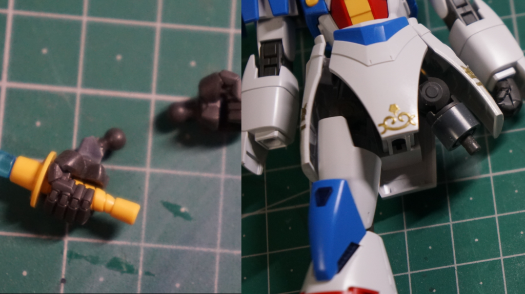 その他数少ない改造部分は、プラ材で手首に角度をつける、股関節を4mmほど伸ばして足を長くしたくらいです。