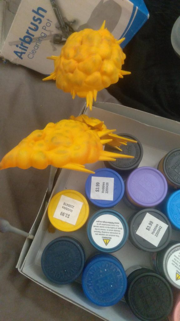 This is after I painted the effects. For these, I used Tamiya flat yellow and orange. Mr. Hobby gundam white was also used. Finished off with a Mr. Hobby flat topcoat to seal everything up 