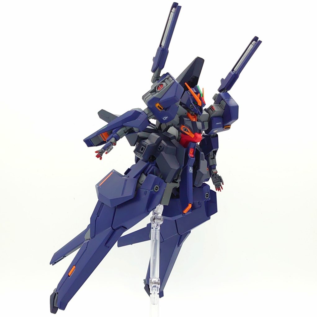 カラーレシピメイン1：ティターンズブルー2メイン2：ティターンズブルー(1+2)混合センサー部：ガンダムマーカーメタリックグリーン+エナメル蛍光グリーン赤：モンザレッドオレンジ：マンダリンオレンジorタミヤ エナメルオレンジグレー：メカサフライト