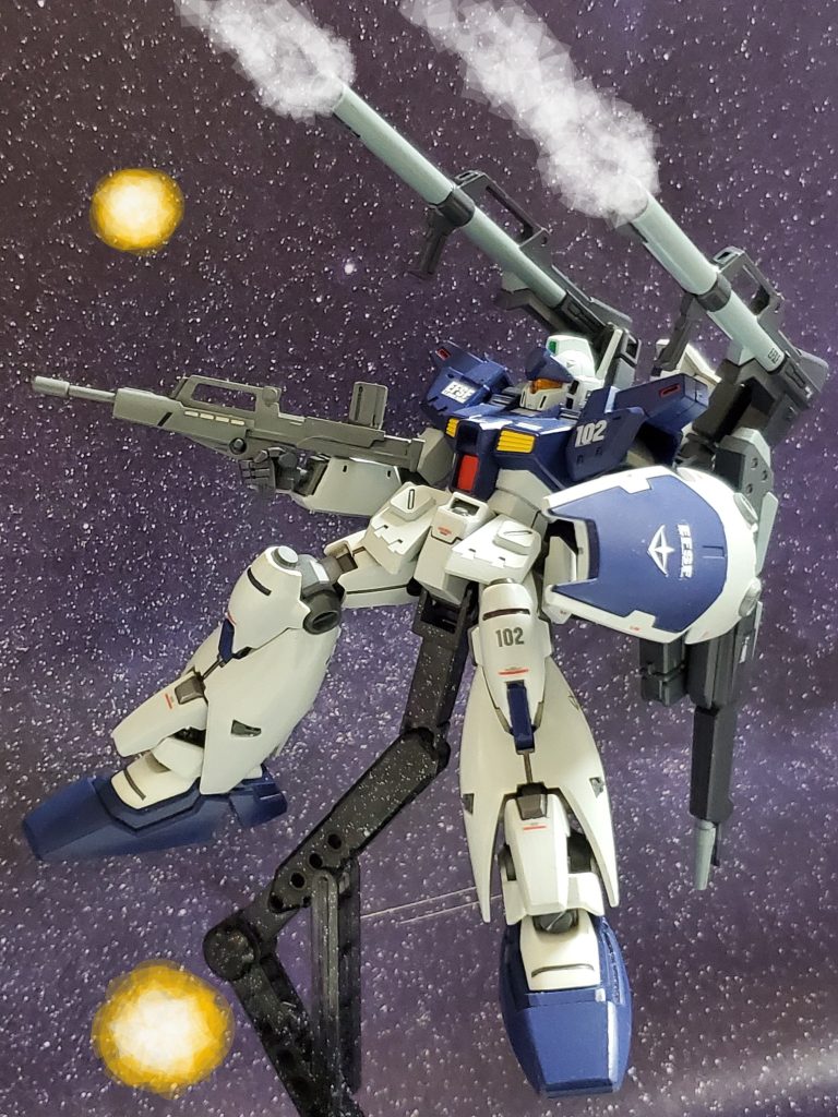 2門のハイパーバズーカを連射し、敵部隊を一斉掃射~👊✨高い火力で多対一の戦闘を互角に持ち込むジムカスタム強襲型🎵