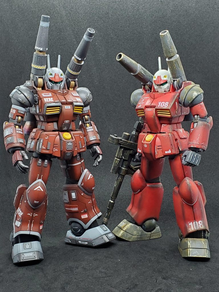 ←今回作→3年前にガンプラにハマって最初に作ったガンキャノンです……