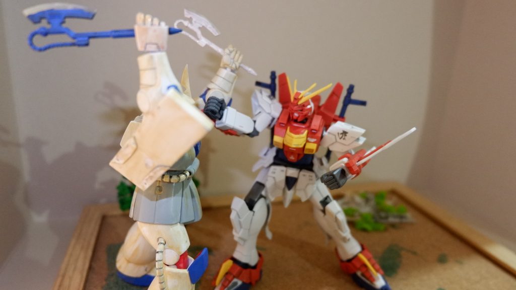 過去作のザクさんと。くらえ斧二刀流じゃー！