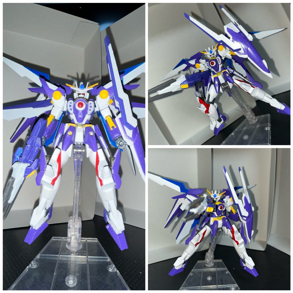 機体には機動力と攻撃力を極限まで高める「ゼロシスモード」を搭載!発動した際にコアの部分が光り輝きます!メイン武器である銃「Σグライム」は、オーディーンがかつて持ったとされるグングニルに匹敵する命中精度と貫通力を誇ります!盾であるバスターシールドには、ガンビットを搭載しガンビットがある状態での水星の魔女で登場したようなシールド防御方法、ガンビットがなかった場合の物理防御方法の2通りの防御能力を持たせています!