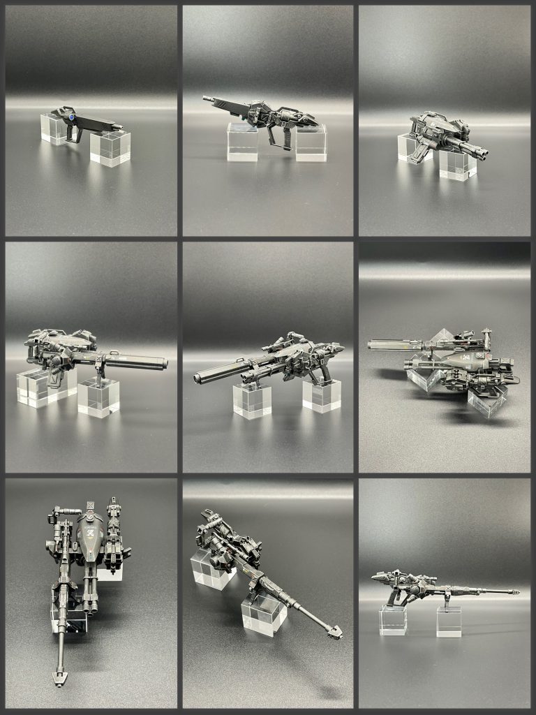 複合的な武器に変更。ノーマルのロング・ビーム・ライフルをソーンオフ。3in1 の大型兵器として使えるよう加工。火力アゲアゲ。