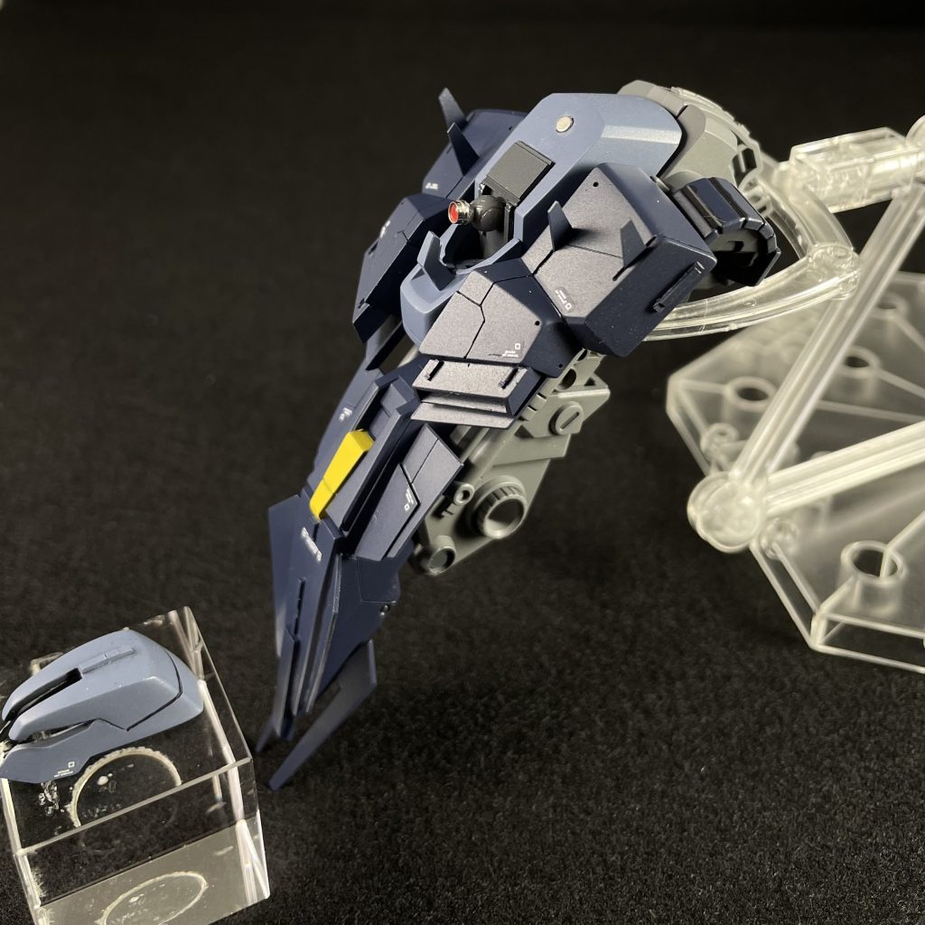 HGUC メッサーラ 2023制作記録、、_φ(･_･◎全体・プロポーションを中心に改修しつつ、前回オミットした変形機能を残してあります◎頭部・一旦、カットし 左右幅つめし 小顔化・モノアイは 市販パーツに変更・モノアイ周辺に フレームパーツを自作◎胴体・腰（？)のフレームパーツを自作し、延長加工・変形時に 見栄えするように 小型の羽を４枚追加・胸ダクト部は 切り離し、自作ダクトを配置・キットの胸横ダクトは 潰れているので、ディテールに変更