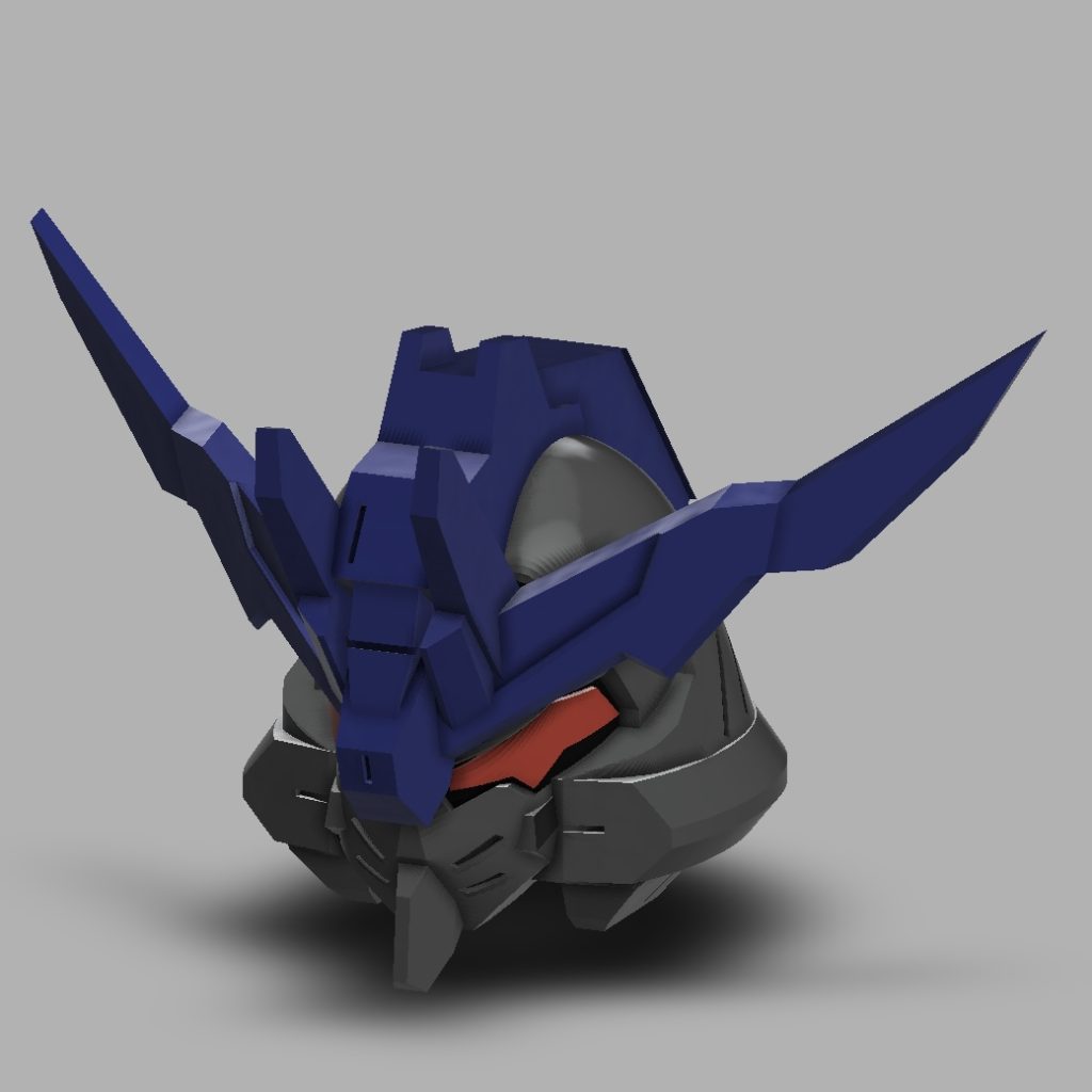 頭部３Dモデリングです今回はツインアイの形を大げさにして、いかにも悪役ガンダムっぽい顔つきにしてみました。