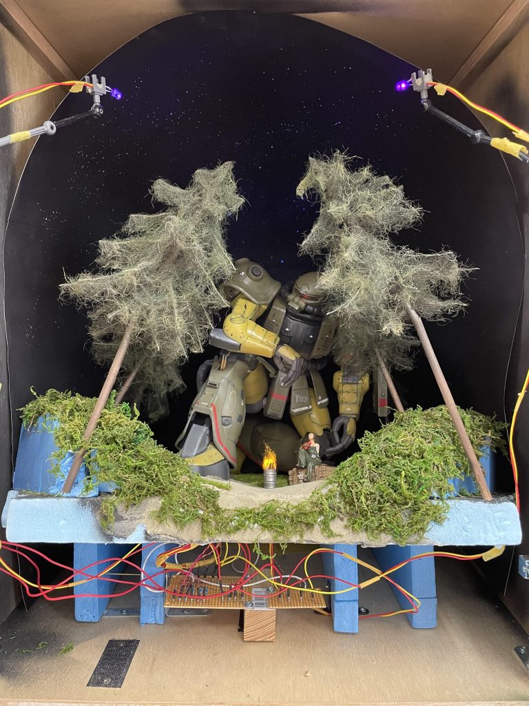 内部の全体像はこんな感じ。空を見上げる構図にしたいので、15°ほど奥側に傾けています。