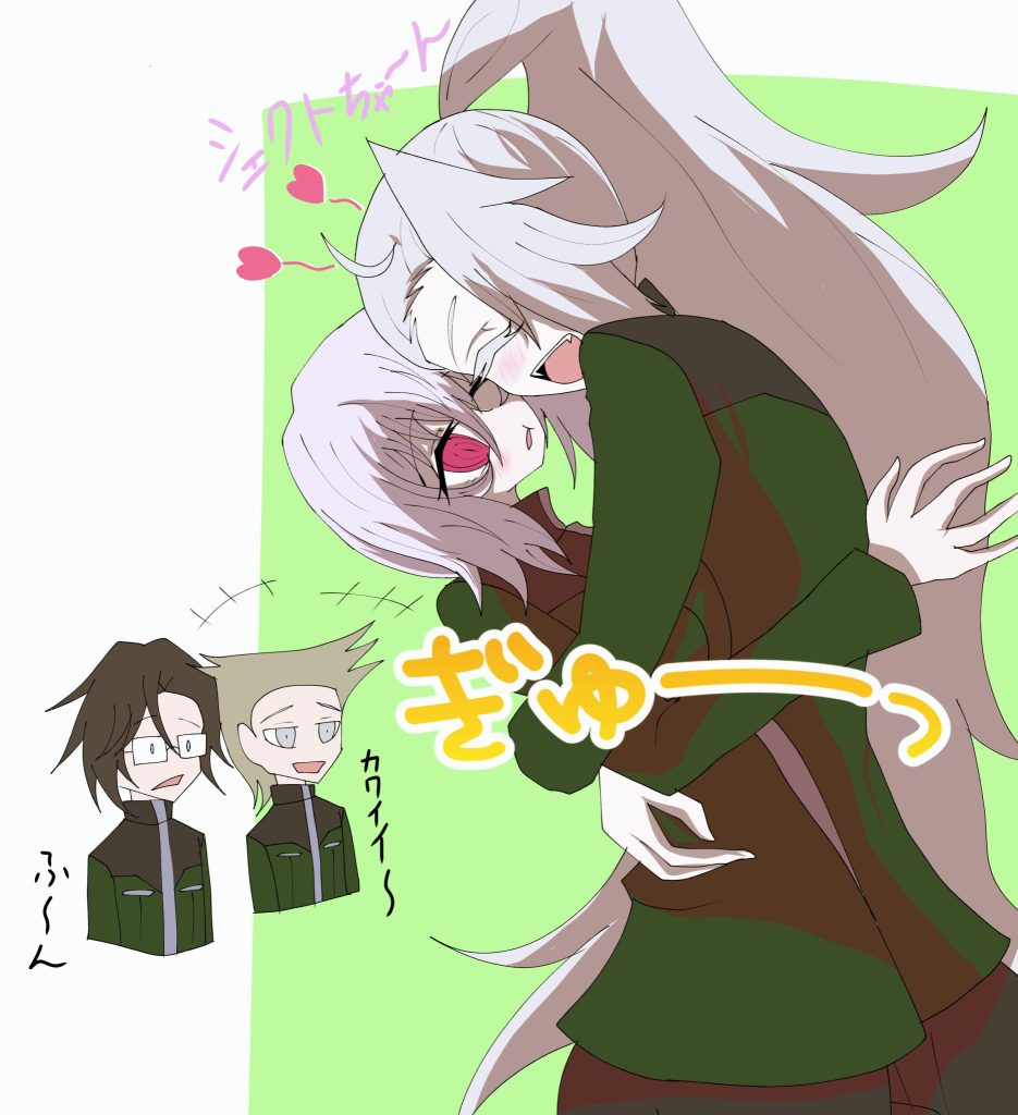 おまけ強化人間の失敗作、白髪を持ち誰にでも優しくて素直な性格の持ち主である「ハウンドρ」のナビィ·ストライカー少尉バディのトロイの事が好き。髪で顔の左側を隠してるのはオーガスタ研究所で過剰な身体強化の薬物実験に失敗し顔半分が溶けたのを隠すため。トレーサーの戦術型ユニット「Shadow move」とシェクトの複合武装システム「アルクス」を完成させた張本人。頭は部隊の中でも一番良くて人懐っこくて愛嬌があると部隊からは大好評。