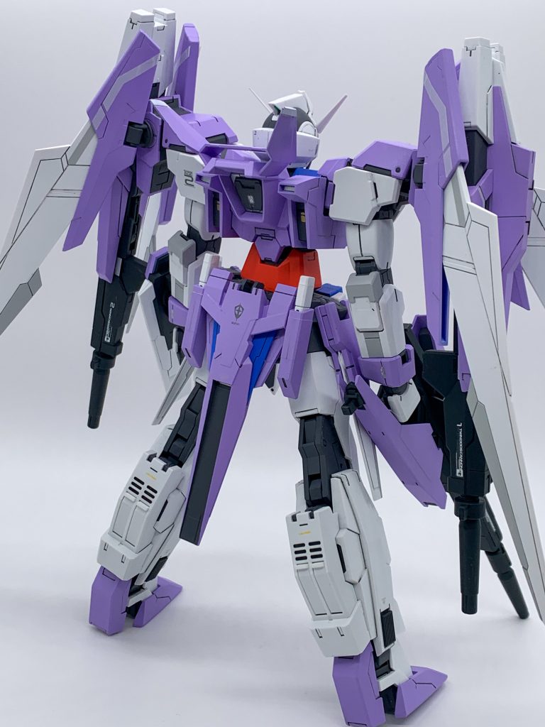 背面。ノーマルとダブルバレットの良いとこどり。それぞれメインカラーが青と赤なので、混ぜたら紫になるのでこのカラーリングにしました。