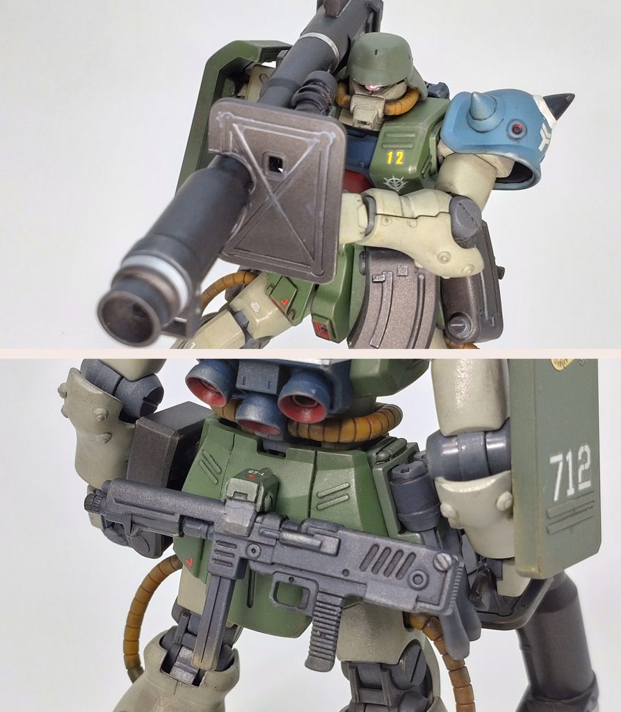 唯一のスクラッチ部分は背面のマシンガンラック。プラ板とポリキャップで成形し市販のディティールアップパーツをちょい貼り…ポリ部分の成形が甘く、すぐポロリします。