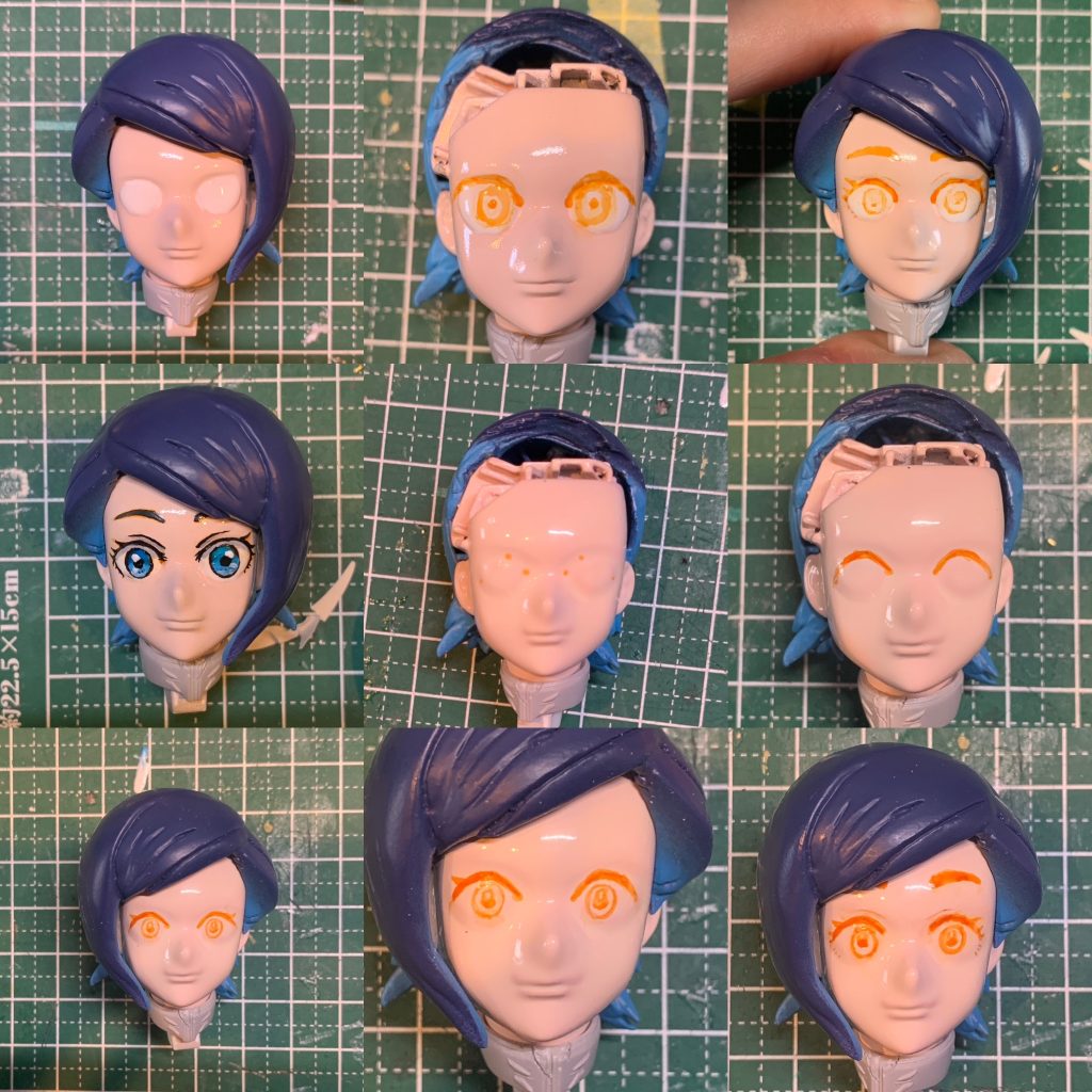 一回目でもやってはいたのですが、写真で撮って反転して左右のバランスをちゃんと下書きの段階で取るようにしました。もう少し左右の目の間隔をあけた方がニカ姉っぽくなるのに気づいたのはもう戻れなくなってからでしたが・・・