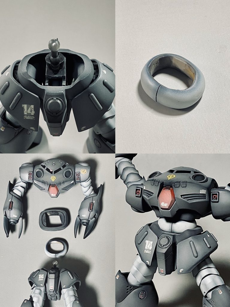 右上のパーツをパテで作り、ボールジョイントを通して繋げてます。