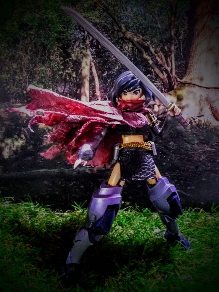 脚部もレギュレーション補正で?百錬の脚部に変更!ガーターベルトで固定の袴風にアレンジしています(笑)