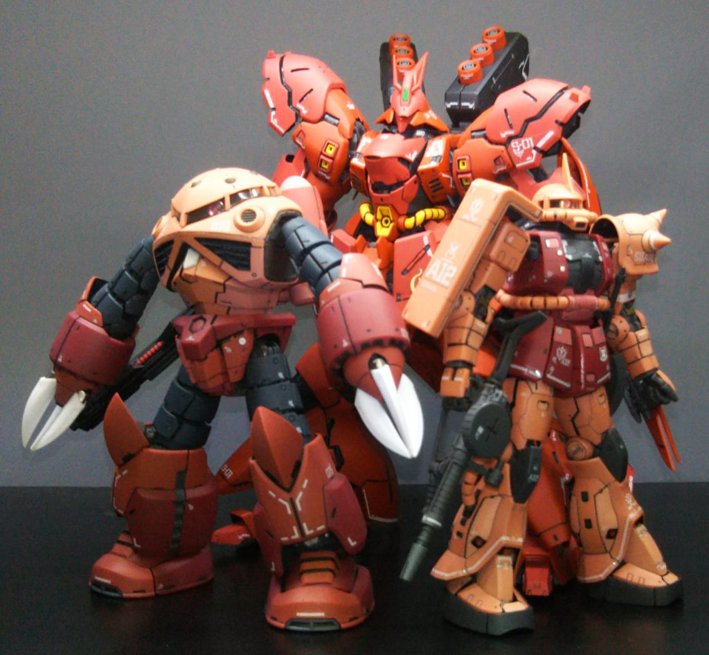 シャア専用RG3体セット。次はジオング買うかな…というかRGでゲルググ出ない?シャア、ノーマル、ジョニー、キャノンとバリエーション有りそうなんだけどな…