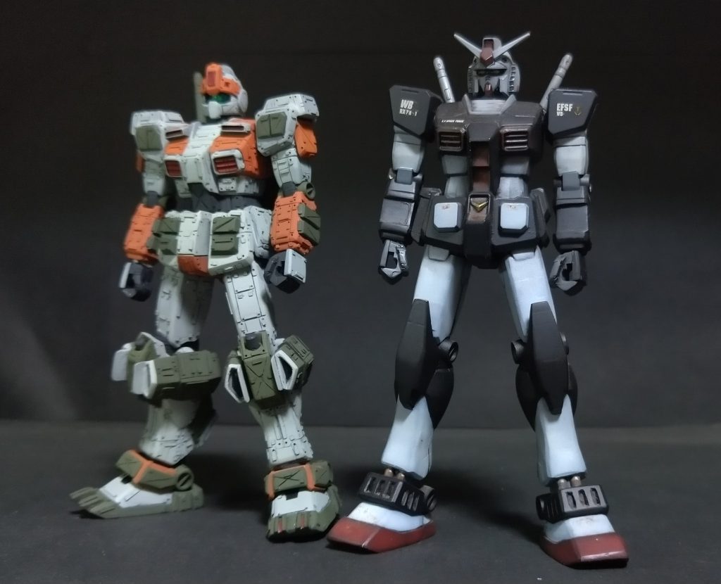 同じFGガンダムベースとゆう事で、FGシリーズの最新作の装甲強化型ジムとの比較！作品間に２０年の開きがありますがここまで作風が変わるとは😱