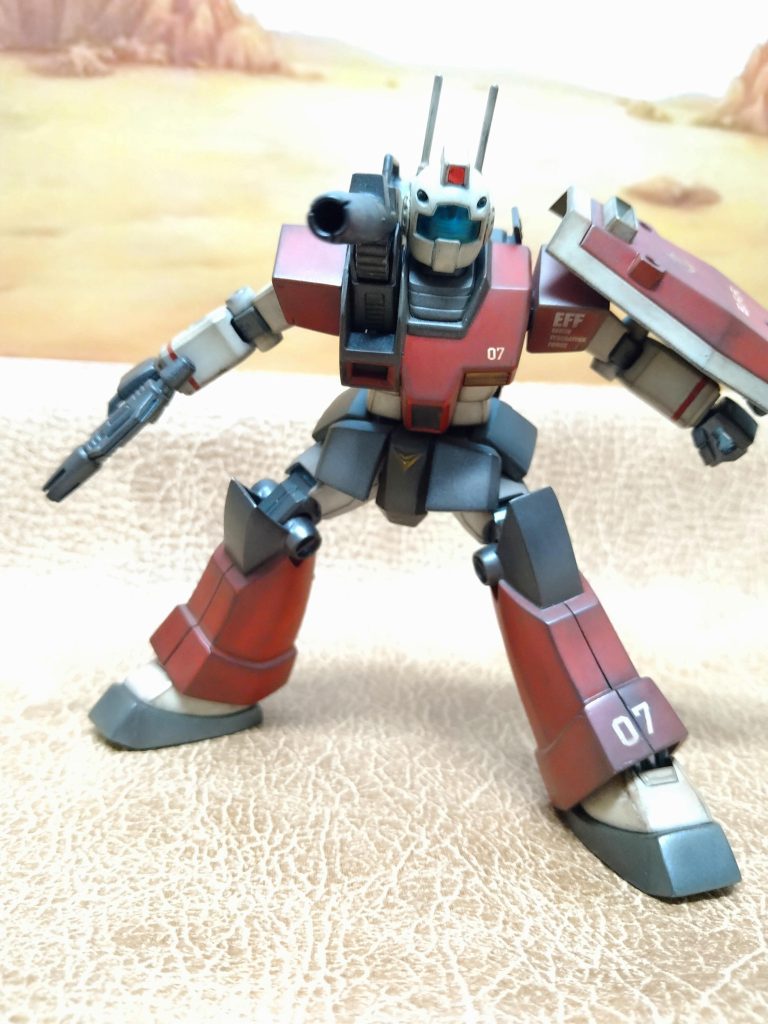 後は、そのまま、HGジムのキットの関節になります!😚今回関節の改造は、ジムスナイパーカスタムの改造と比べると少ないのですが、私の取らせたいポージングが、十分できましたのでこれで満足致しました!🤗