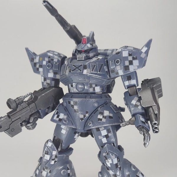 ゲルググキャノン　ピクセル都市迷彩風＋装甲剥げウェザリング