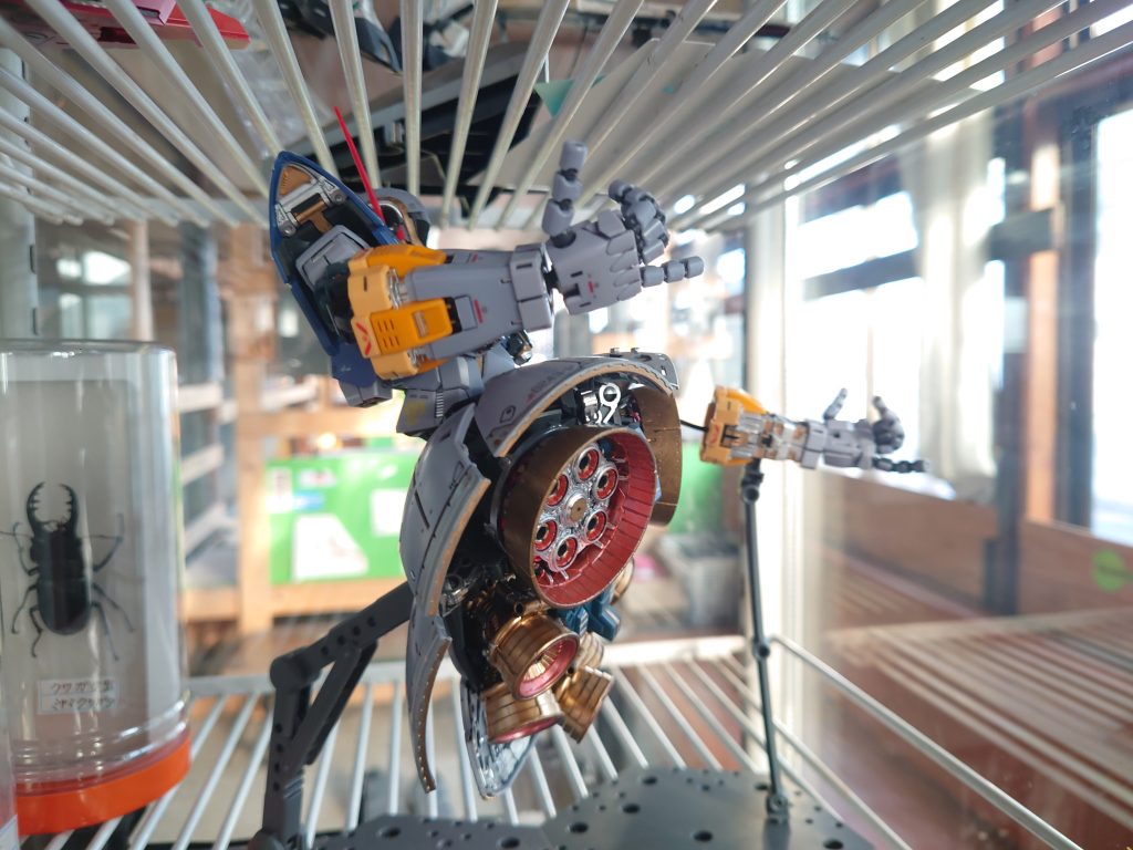 壊れた冷蔵庫がディスプレイケースです。