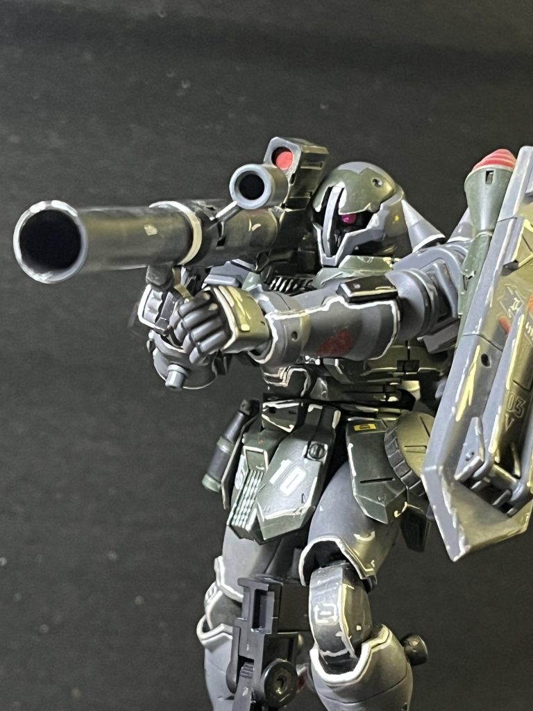 しっかりと構えさせました