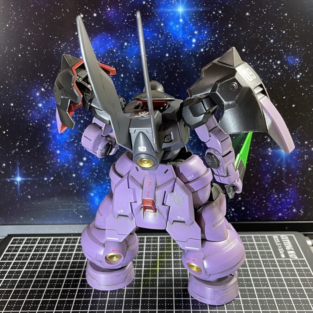 背中は紫ワントーンになってしまった。なんとなく漂う「ガウ」感。