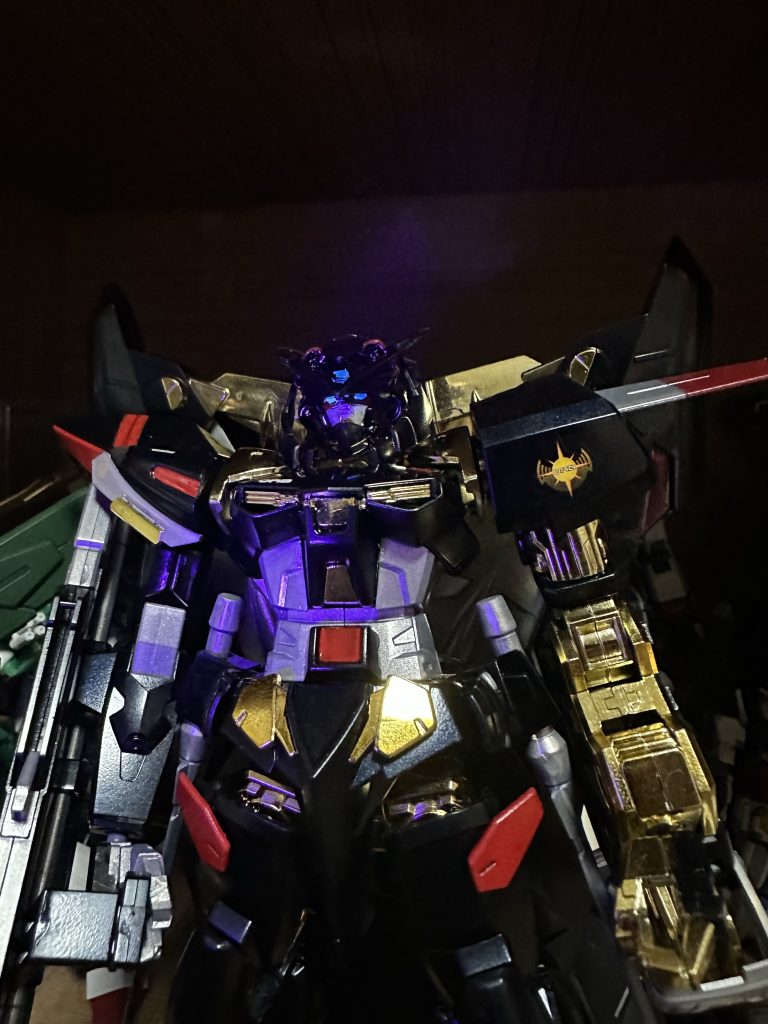 目などは蛍光塗料を使用。ちなみに腹など一部は薄いグレーパーツでしたがやすっぽいので、ホワイトシルバーで塗装しました。