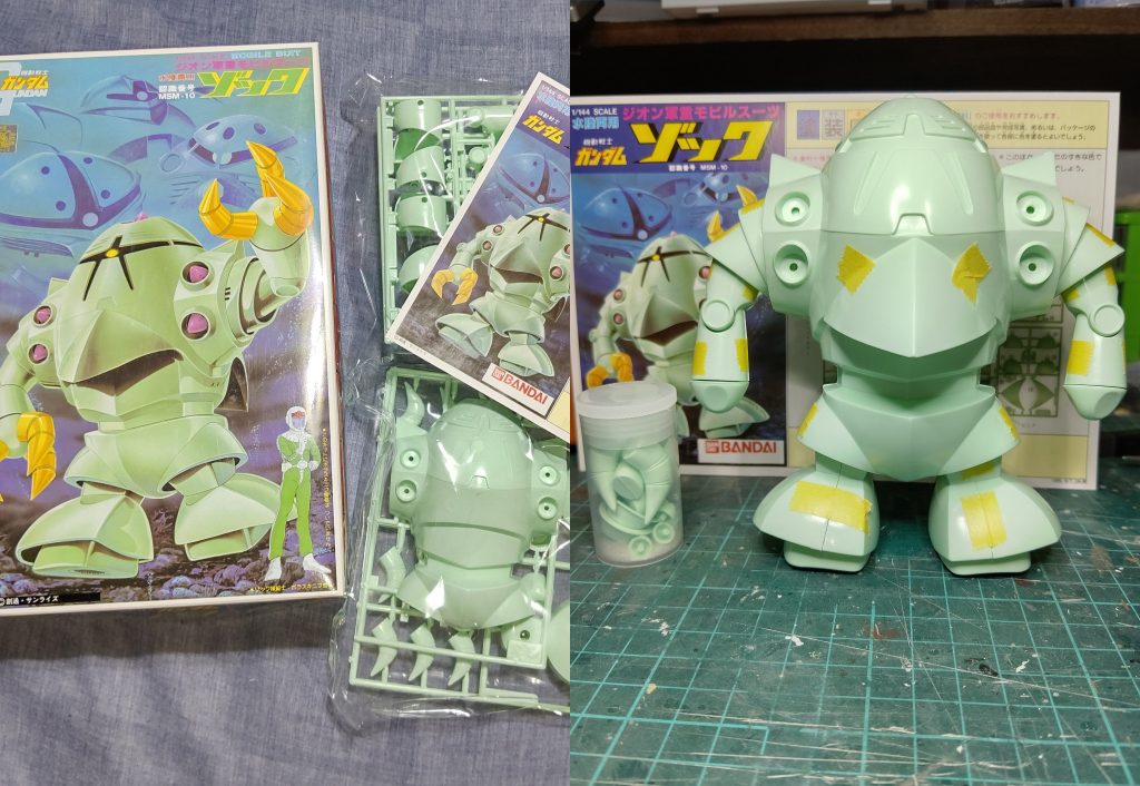 ゾックといえば両面対称大きな顔(?)はスペースが広く、旧キットなので中はスカスカのモナカ。これを利用しない手はない!と思い付いたのが始まりでした。