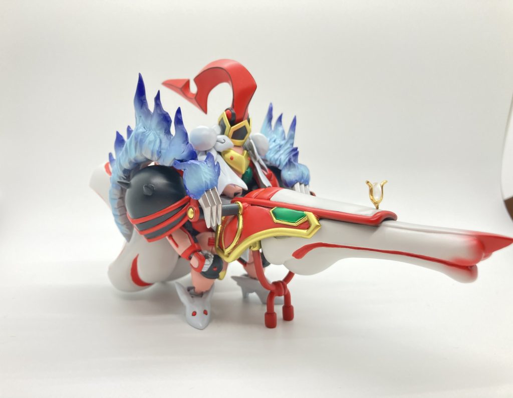 艶麗の必殺武器、撃破邪光砲(バスターレーザーキャノン)です。設定画は見つかりませんでしたので、ゲームのドット絵を参考にしてパテやプラ板で制作キャノン全長は20センチはあると思います。