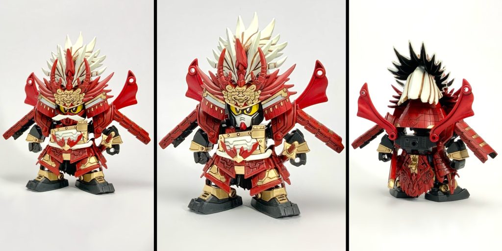 ●武田信玄頑駄無　素立ちバトルマスクは影荒烈駆主(カゲアレックス)付属(三代目頑駄無大将軍用)のパーツを元に製作して、両面テープ止めだよ！