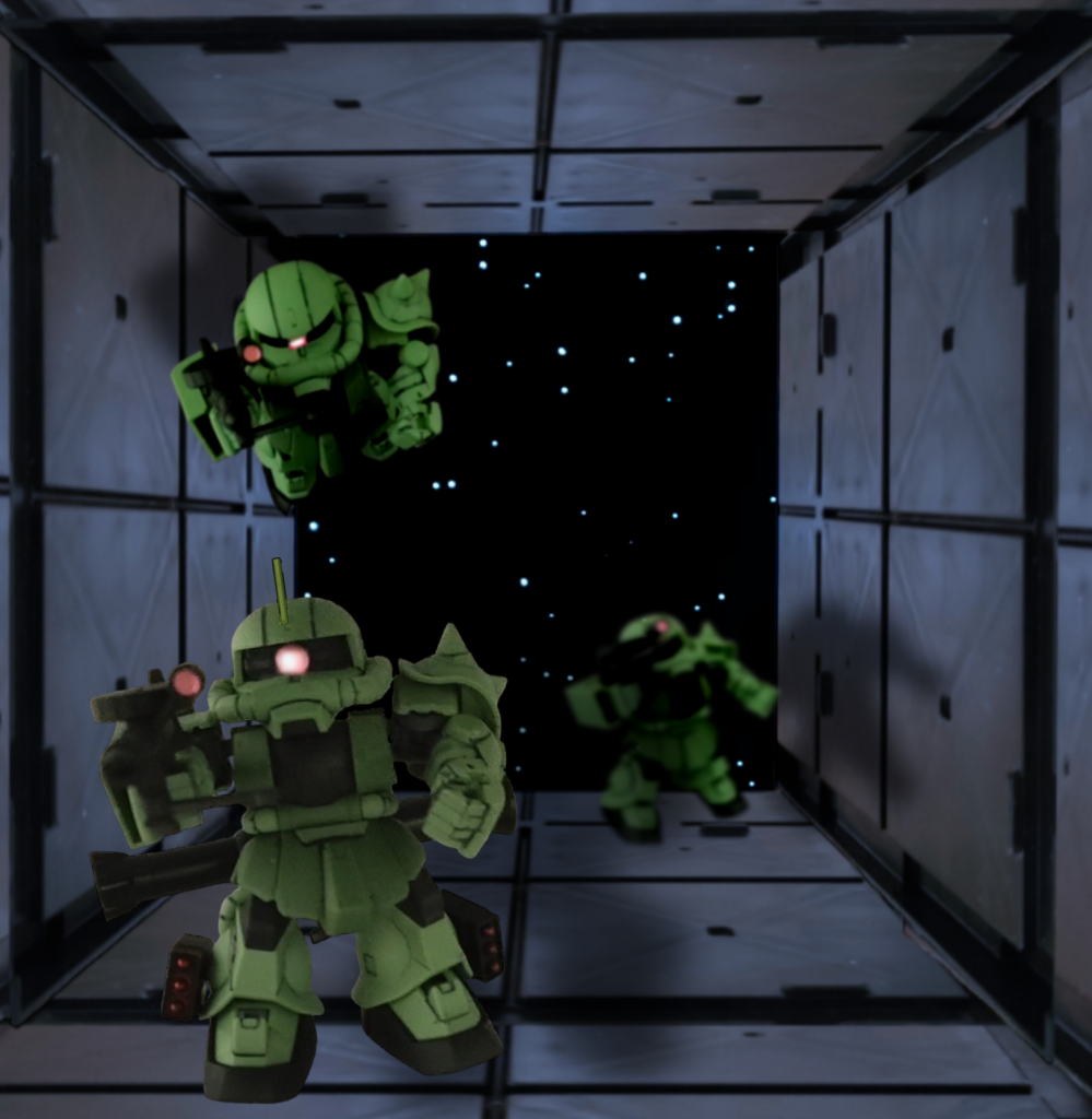 ガンダム第1話のザクサイド7潜入を再現してみました( •̀ᴗ•́ )و