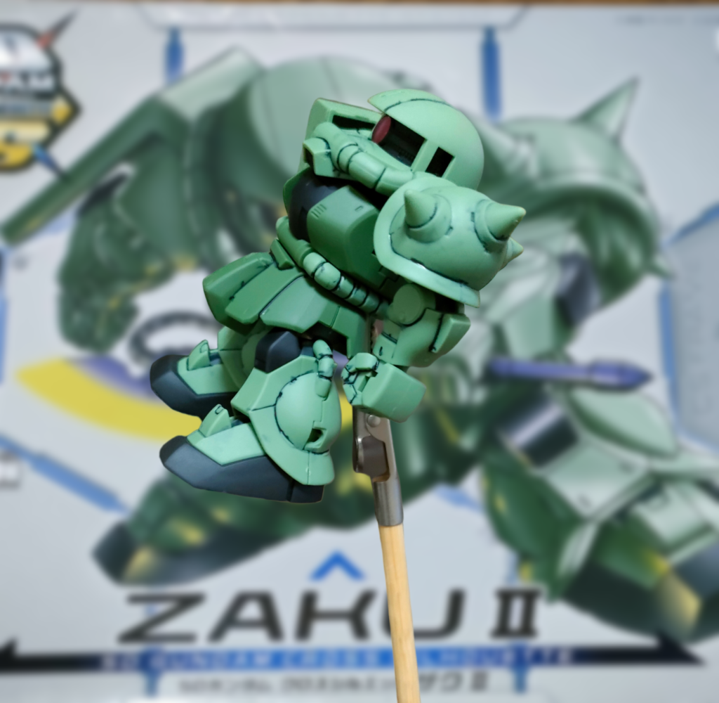 SDシャア専用ザクが気に入ったので量産型ザクも組んでトップコート( ･_･)ｒ鹵~＜巛巛巛
