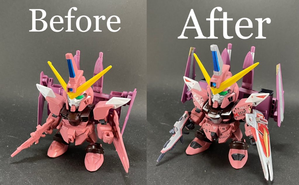 素組みとのビフォーアフター！塗り分けをするだけでかなり印象が変わりました☺️