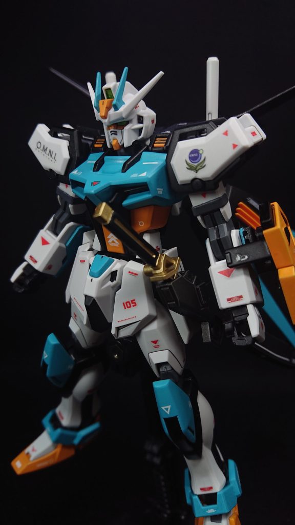 頭部　　　　：ストライクボディ　　　：ストライク腰部　　　　：ストライク肩　　　　　：ストライク腕部　　　　：ストライク脚部　　　　：ストライクバックパック：エールストライク武装　　　　：刀(30MM)　　　　　　　ショートシールド(ソードストライク)