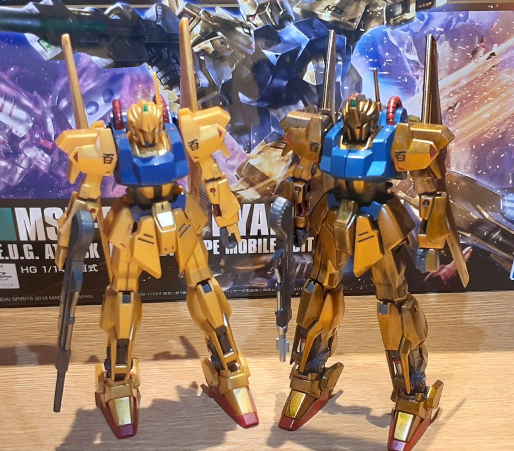 数年前に制作した…塗装無し素組のみの百式と比較…クワトロとビーチャ・刻をこえて…