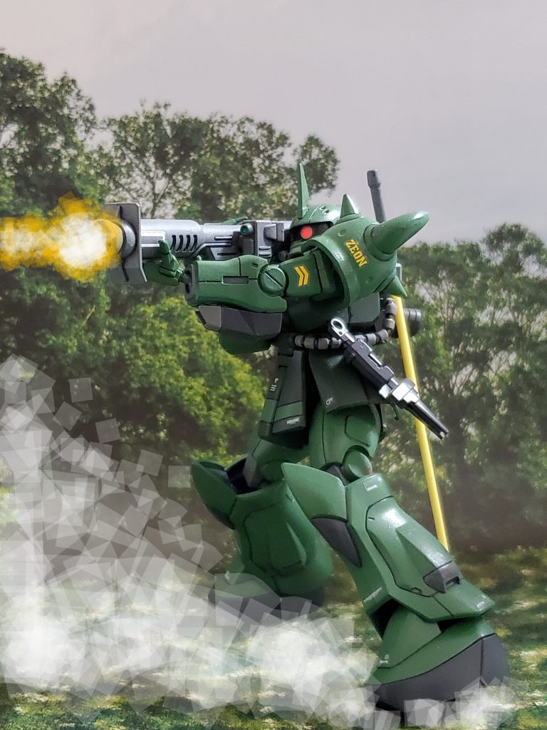 ブラッド少尉は、ホバー走行で命中精度の高いジムのライフル射撃を回避しながら反撃~👊✨