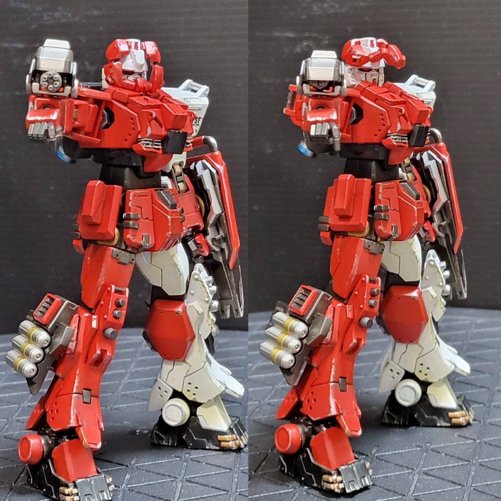 近接戦闘その2です。腕のガトリングガンは出し入れできます。