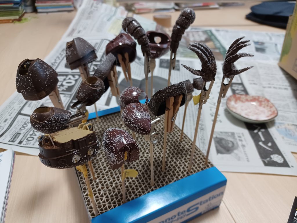 食塩パラパラ…。床にもパラパラ(笑)