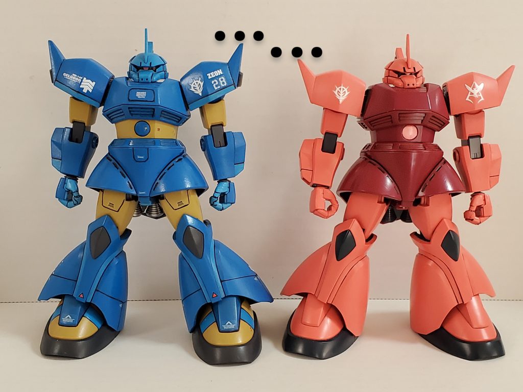 結果、ノーマルのゲルググと比べ、肩の高さ、角度にかなり差が出ました~😊🎶今後もゲルググを制作する際には基本改修として行っていきたいと思います😌✨以上でギリアム大佐のゲルググ終了です😌✨今回もなが~い投稿、最後までご覧下さり、ありがとうございました~🙇🎶