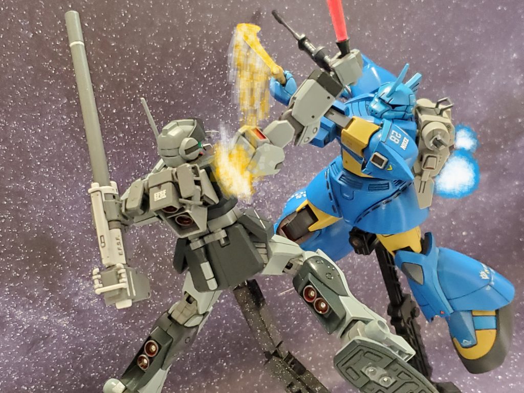 その一瞬を逃さないギリアム大佐❗ついに黒いジムの右腕を切り落とす~👊✨