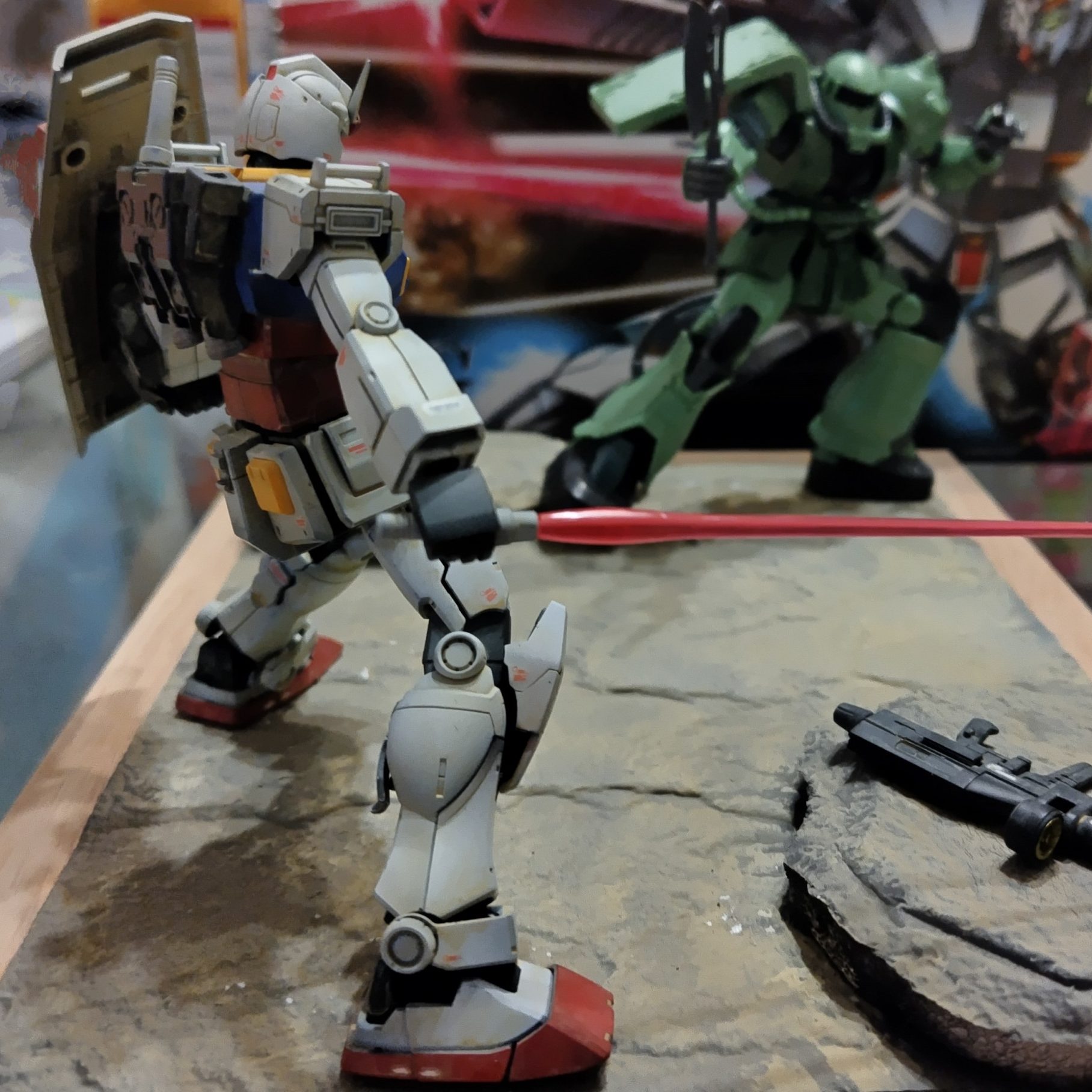 HG RX78-2（ククルス・ドアン版）＆ドアン・ザクの簡単ジオラマ制作の