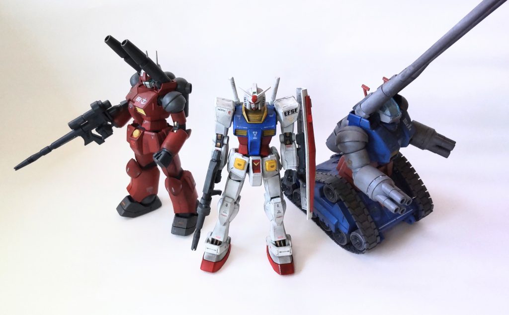 V作戦御三家！揃うと気持ち良いですね。次回は前回のジムを紹介したい所ですがオリジナル設定MSもあるのでそちらにしようかな(^_^;)またご覧いただければ嬉しいです！