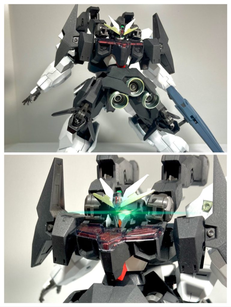 【ソーン(セラフィム)】ルブリスソーンは腰から下を180°回転させただけ、脚は無改造で折り畳んだだけでコンパクトにしております。腕は接続を変更して、横側ではなくセラフィムと同様に上側に出しています。肩装甲はそのままでは干渉して装備できなかったので、空いた横側につけています。