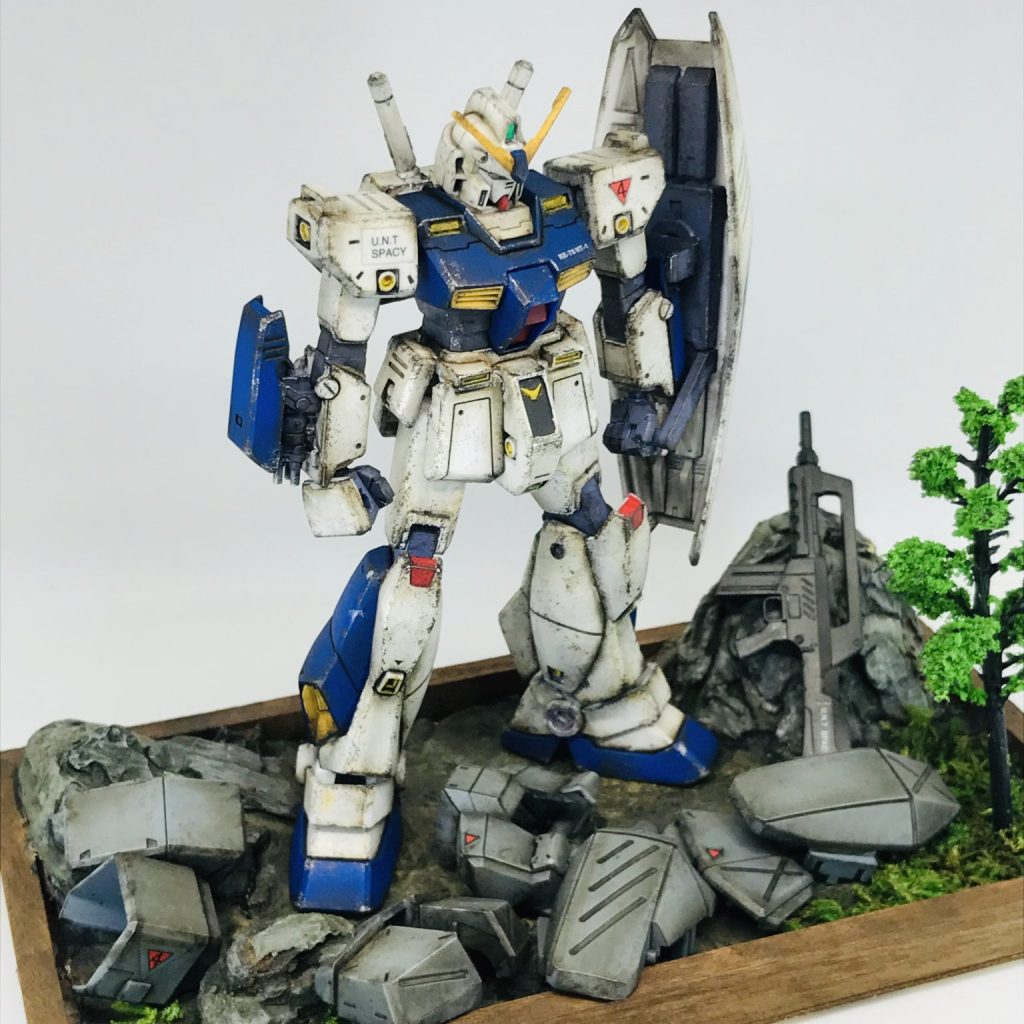 HG ガンダムNT-1 アレックス 無塗装 お手軽ウェザリング ジオラマ