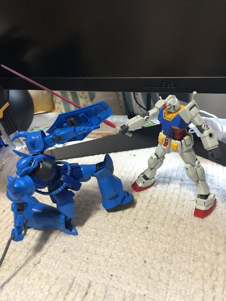 「ザクとは違うのだよ！！ザクとは！！！」 すいません・・・・78ガンダムとグフを組んだからには、どうしてもこの名場面をやりたかったのですw