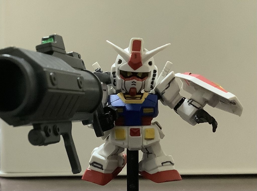 おまけHGジェスタ　シェザール隊仕様B&C班装備のキャプチャーガン持たせてみました。メガ・バズーカ・ランチャー的なやつですね。