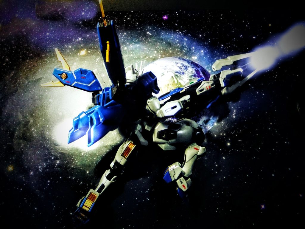 エアリアル改修型と言ったら?新型ライフルのフルバースト!後ろからのアングルがG太郎流です😁