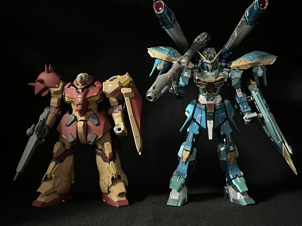 サイズ比較②フルメカニクスのカラミティと。メッサーくん、君は本当に1/144かい?